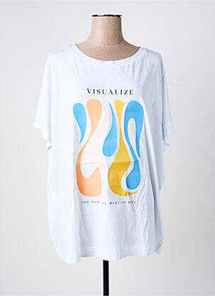 T-shirt imprimé fantaisie manches courtes blanc MAT. femme