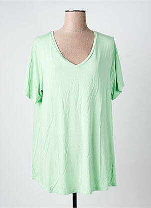 Tunique manches courtes col v vert YESTA femme