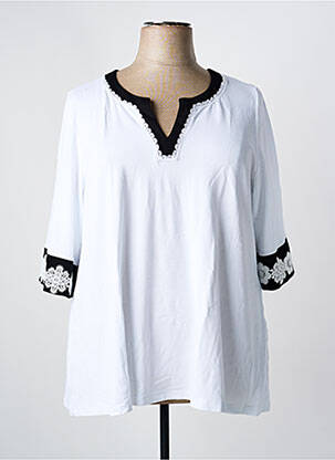 Tunique manches longues col v blanc ALEXANDER & JACOB femme