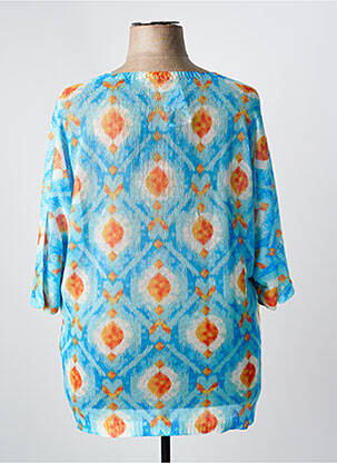 Pull coupe droite manches 3/4 bleu COULEURS DU TEMPS femme
