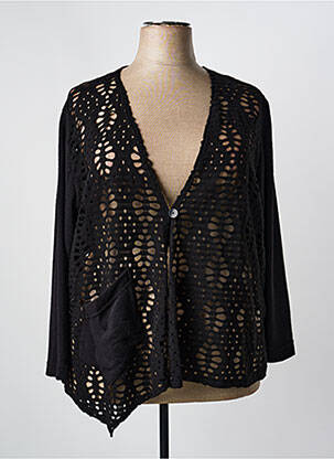 Gilet manches longues fermeture boutonnée sur le devant noir FRANCK ANNA femme