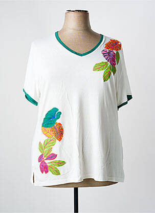 T-shirt imprimé fantaisie manches courtes blanc FRANCE RIVOIRE femme