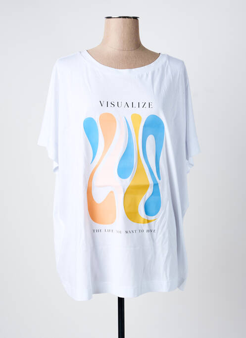 T-shirt imprimé fantaisie manches courtes blanc MAT. femme