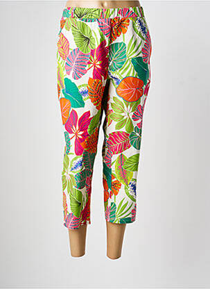 Pantalon 7/8 tissage popeline taille normale vert FRANCE RIVOIRE femme