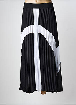 Jupe longue tissage plissé noir MAT. femme