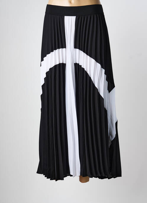 Jupe longue tissage plissé noir MAT. femme