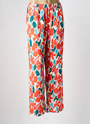 Pantalon droit taille élastique taille normale orange FRANCK ANNA femme