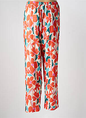 Pantalon droit taille élastique taille normale orange FRANCK ANNA femme