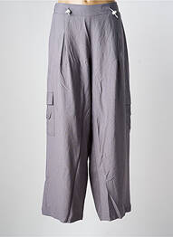 Pantalon cargo taille élastique taille haute gris MAT. femme