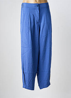 Pantalon droit tissage popeline taille haute bleu MAT. femme