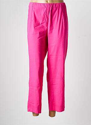 Pantalon droit tissage popeline taille normale rose POISSONS BLANCS femme