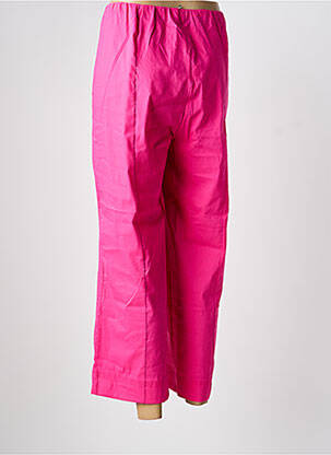 Pantalon droit tissage popeline taille normale rose POISSONS BLANCS femme