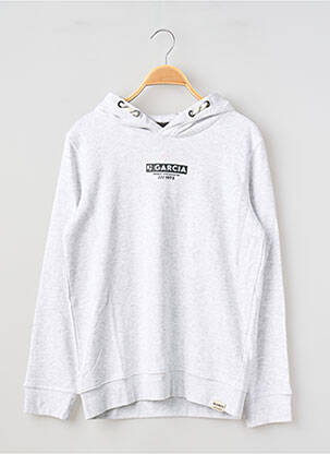 Sweat-shirt à capuche tissage chiné manches longues gris GARCIA garcon