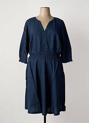 Robe mi-longue imprimé fantaisie manches longues bleu SHEEGO femme