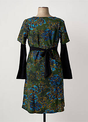 Robe mi-longue imprimé fleurs manches longues vert SHEEGO femme