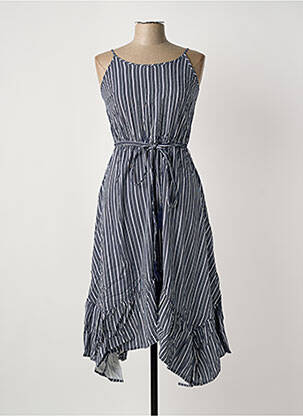 Robe mi-longue col rond fines bretelles bleu SHEEGO femme