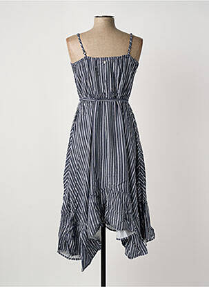 Robe mi-longue col rond fines bretelles bleu SHEEGO femme
