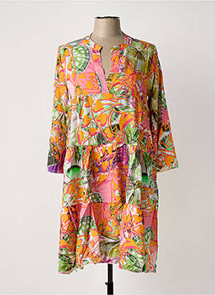 Robe mi-longue manches 3/4 manches 3/4 rose SHEEGO femme