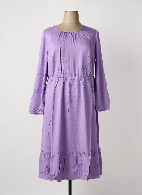 Robe mi-longue manches longues manches longues violet SHEEGO femme