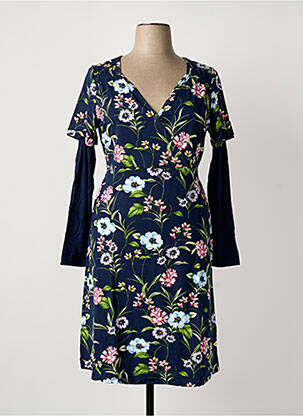 Robe mi-longue imprimé fleurs manches longues bleu SHEEGO femme