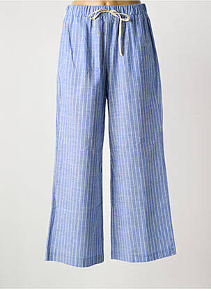 Pantalon large tissage crêpe taille haute bleu LOLA ESPELETA femme
