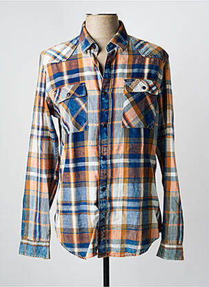 Chemise manches longues poignets boutonnés bleu GARCIA homme