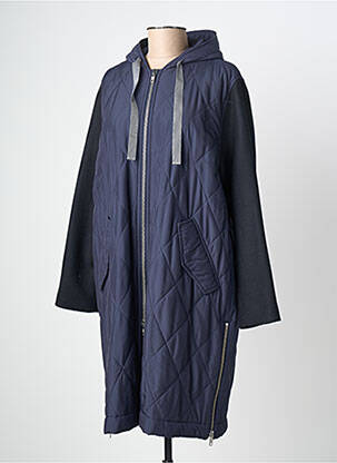 Manteau long coupe droite a capuche bleu CHLOÉ STORA femme