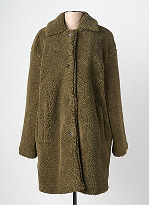 Manteau long coupe droite sans capuche vert LA FEE MARABOUTEE femme