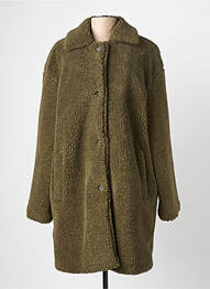 Manteau long coupe droite sans capuche vert LA FEE MARABOUTEE femme