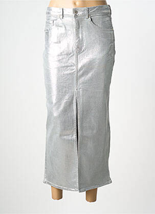 Jupe longue taille haute argent SECOND FEMALE femme