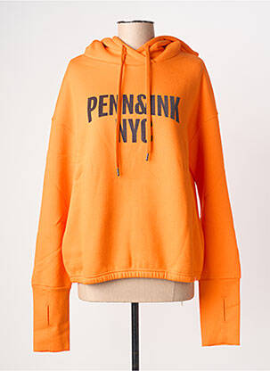 Sweat-shirt à capuche stretch manches longues orange PENN & INK N.Y femme