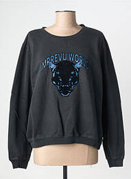 Sweat-shirt sérigraphie floquée manches longues bleu IMPREVU femme