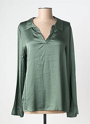 Blouse poignets boutonnés avec fente manches longues vert LAUREN VIDAL femme