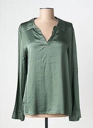 Blouse poignets boutonnés avec fente manches longues vert LAUREN VIDAL femme
