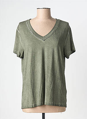 T-shirt col v manches courtes vert NÜ femme