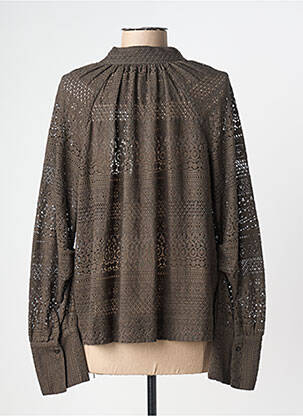 Blouse légère et transparente manches longues marron RABENS SALONER femme