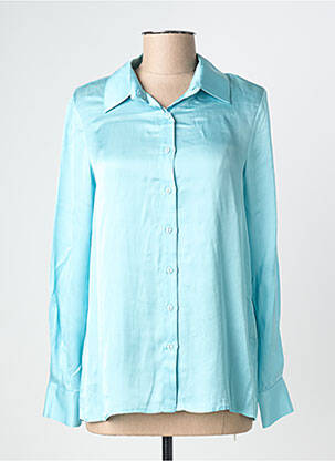 Chemisier coupe fluide manches longues bleu LAUREN VIDAL femme