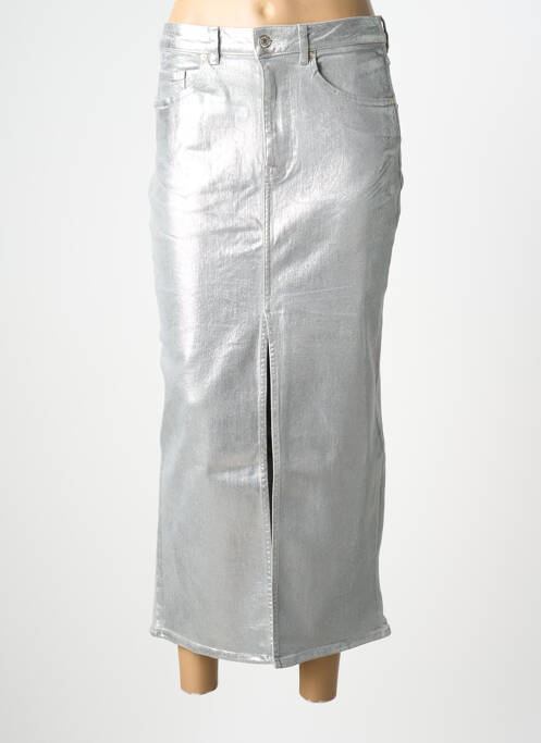 Jupe longue coupe droite argent SECOND FEMALE femme