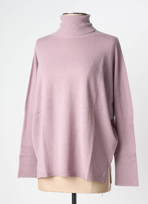 Pull col roulé tissage chiné manches longues violet OTTOD'AME femme