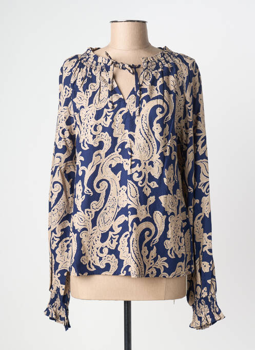 Blouse tissage popeline manches longues bleu CREAM femme