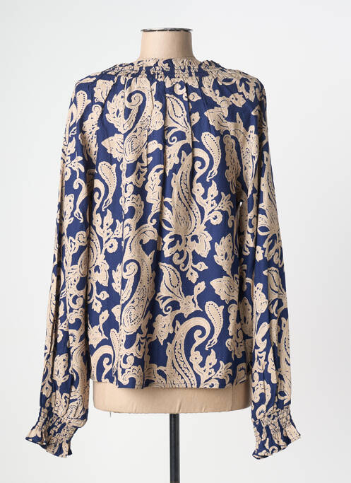 Blouse tissage popeline manches longues bleu CREAM femme