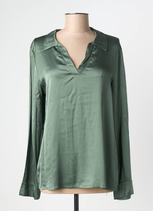 Blouse poignets boutonnés avec fente manches longues vert LAUREN VIDAL femme