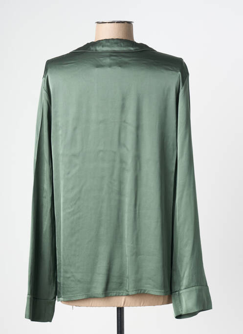 Blouse poignets boutonnés avec fente manches longues vert LAUREN VIDAL femme