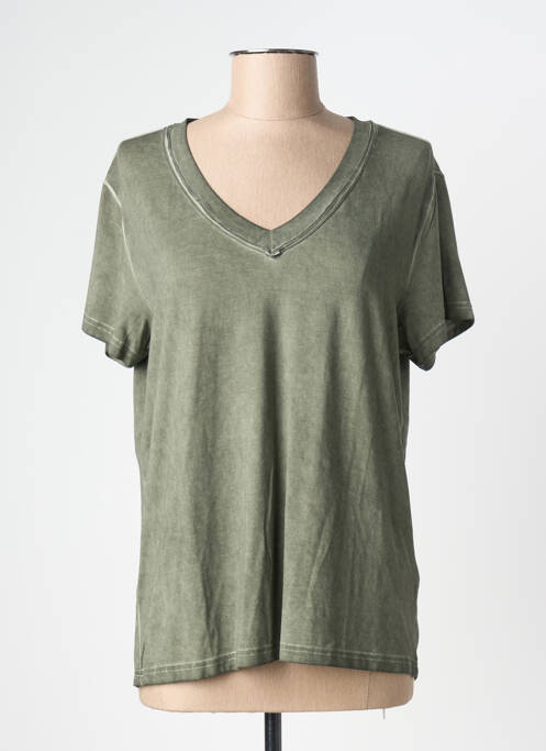 T-shirt col v manches courtes vert NÜ femme