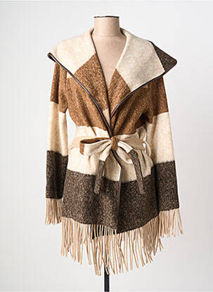 Manteau long coupe cintrée sans capuche marron TIFFOSI femme