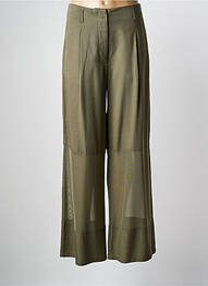 Pantalon large tissage popeline taille haute vert NÜ femme