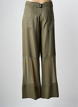 Pantalon large tissage popeline taille haute vert NÜ femme