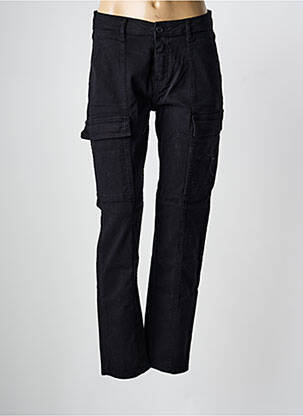 Pantalon droit tissage popeline taille normale noir HAPPY femme