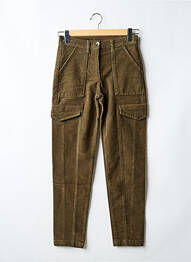 Pantalon cargo fermeture zippée sous rabat boutonné taille haute vert LAUREN VIDAL femme