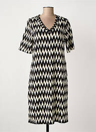 Robe mi-longue imprimé fantaisie manches courtes noir GARCIA femme